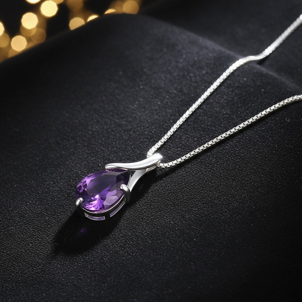 Sterling Silver S925 Pendant Vintage Amethyst Elegant Women's Jewellery