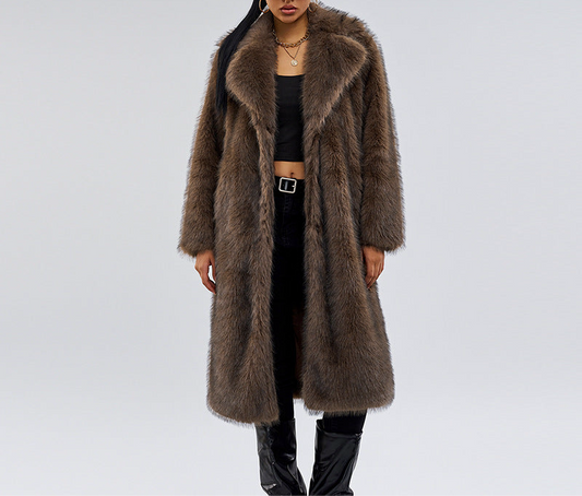 Fox Fur Extended Overcoat Coat European And American Leisure Overcoat
