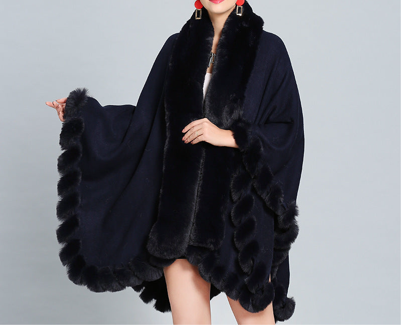 Winter Thick Shawl Imitation Fox Fur Long Collar