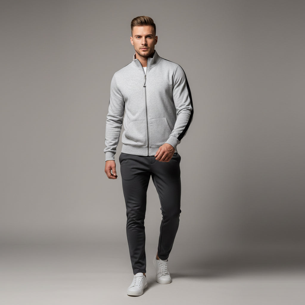 All-matching Men's Sports Contrast Color Casual Cardigan
