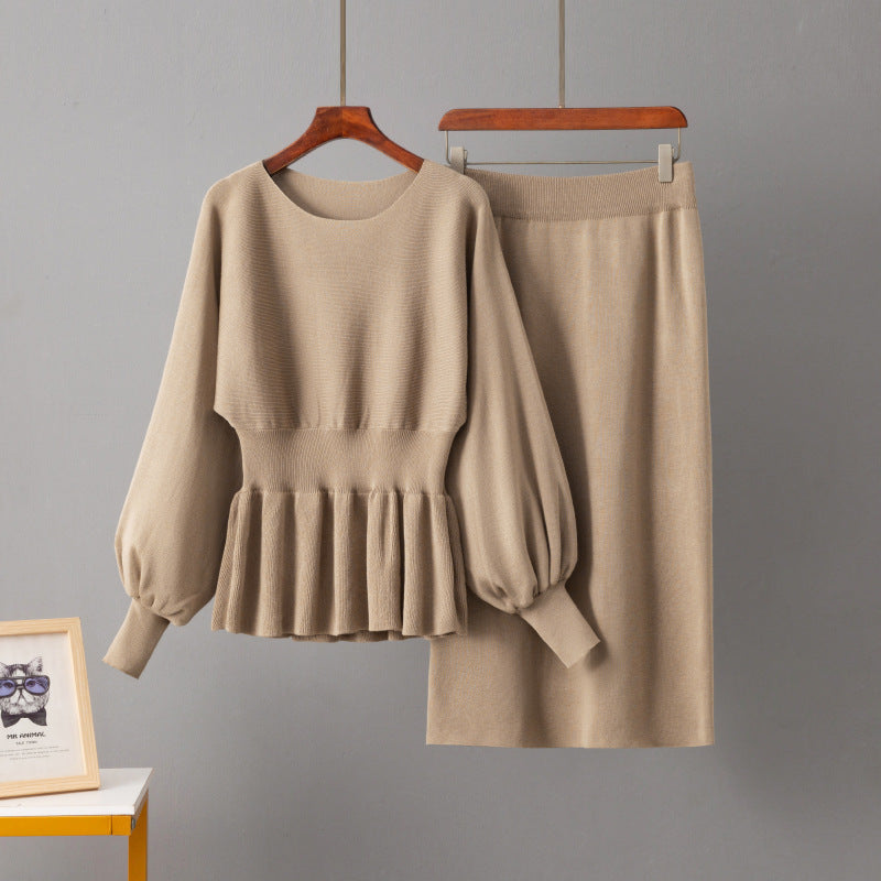 Casual Round Neck Wool Woven Suit Waist Slimming