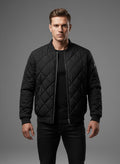 Fashion Rhombic-sewing Design Cotton Coat Winter Warm Thickened Baseball Jacket Casual Solid Color Outwear Clothing For Men