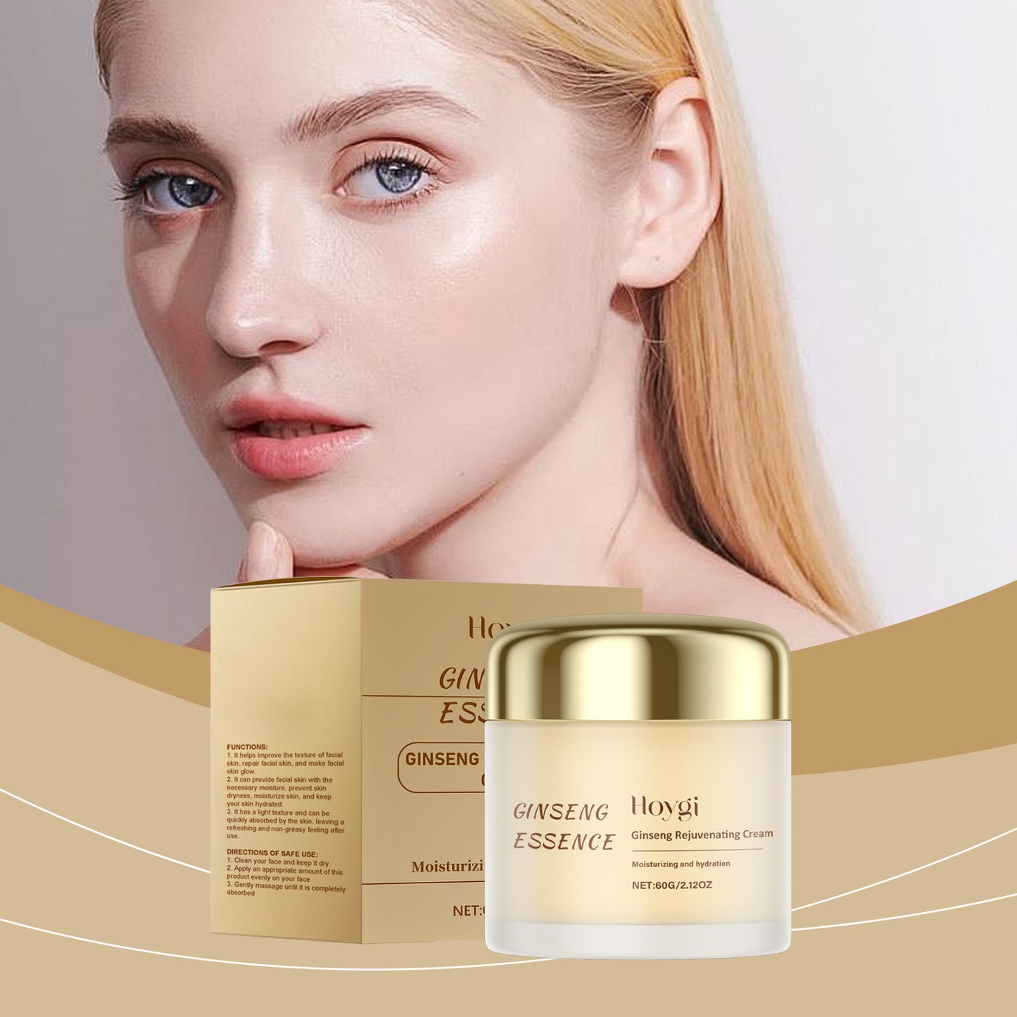 HOYGI Ginseng Moisturizing Cream Gentle Nourishing Moisturizing Care Facial Skin Delicate And Tender Care Cream