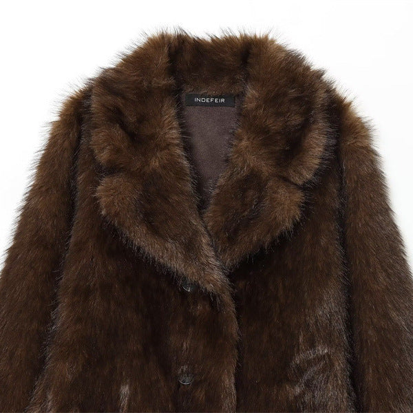 Women's Double-sided Artificial Fur Effect Jacket Coat