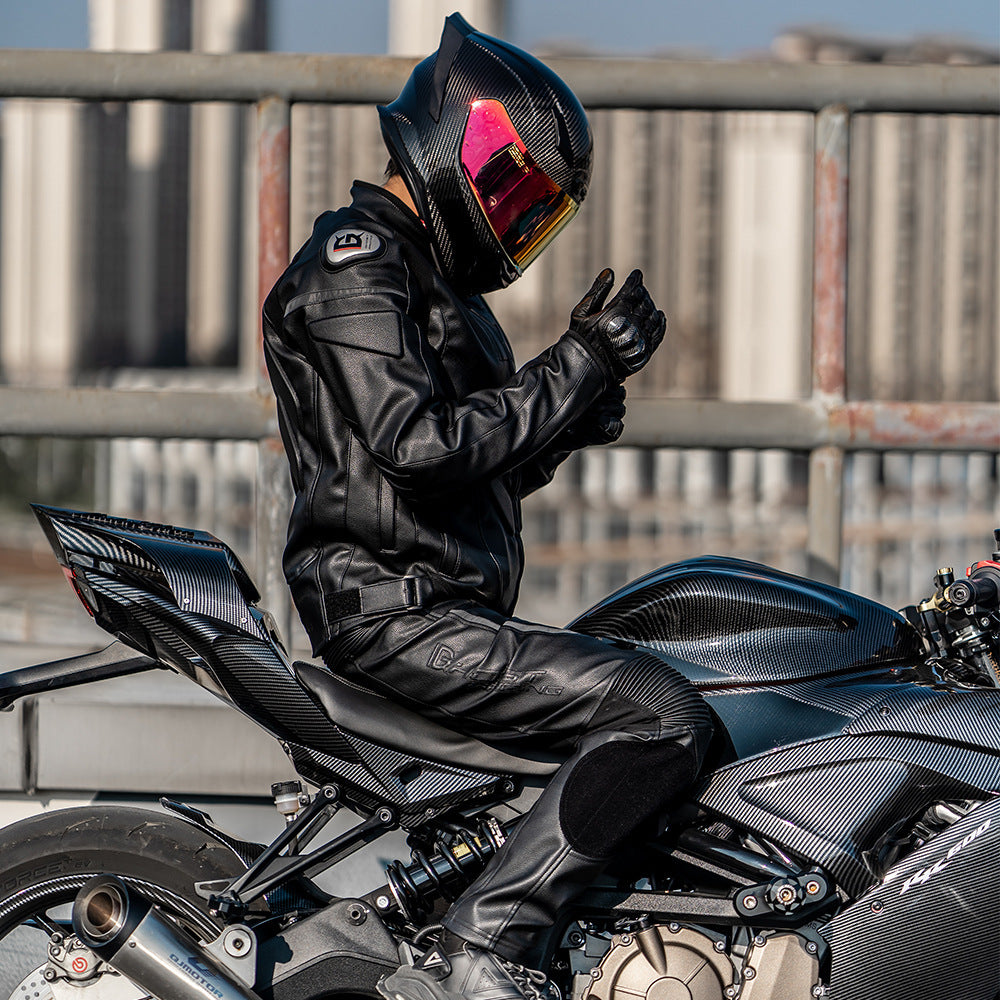 Wind-proof Motorcycle Leather Pants Suit