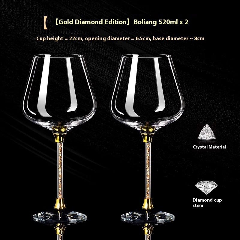 Crystal White Diamond Gold Foil Goblet Wine Glass
