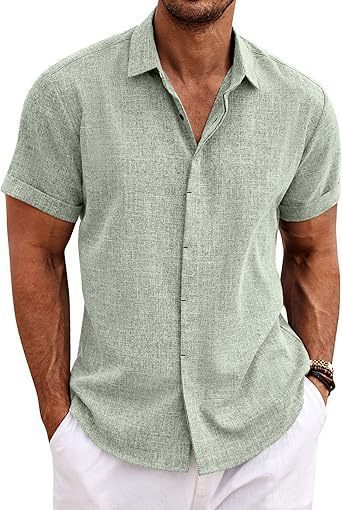 Men's Shirt Short Sleeve Casual Buckle
