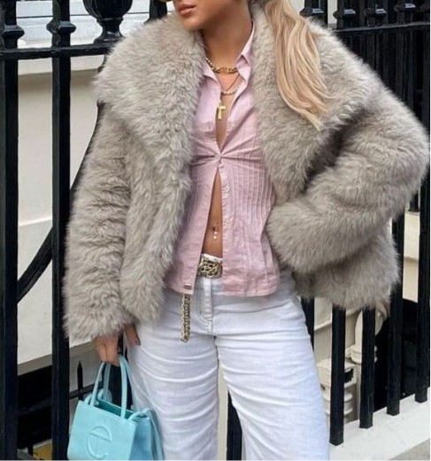 Winter Warm Thicken Fluffy Lapel Jacket