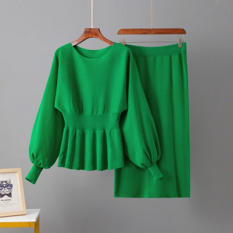 Casual Round Neck Wool Woven Suit Waist Slimming