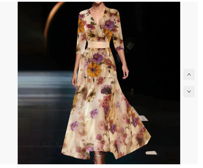 V-neck Split Short-sleeved Dress