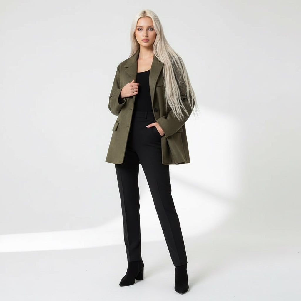 Women's Solid Color Suede Effect Suit Jacket Shorts