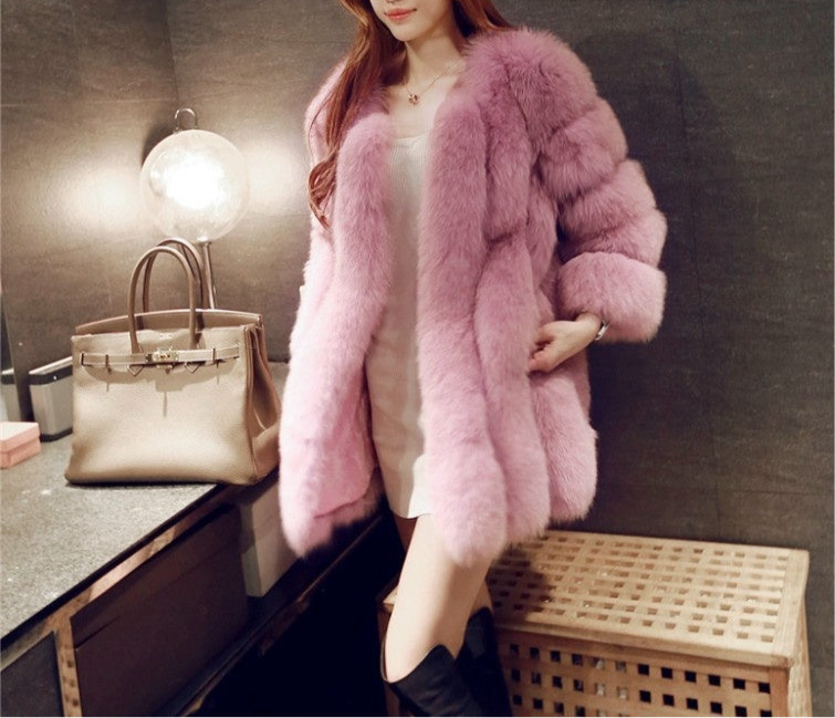 Fox Fur Mid-length Coat For Women