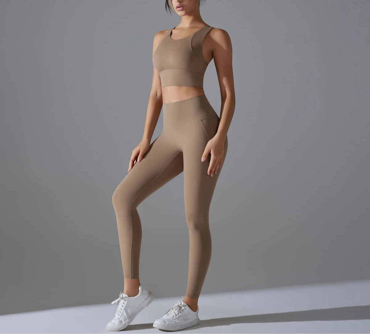 Yoga Set Women's Tracksuit Women Fitness Crop Top Shockproof Sports Bras Yoga Gym Running Pants Sportswear Running Fitness Yoga