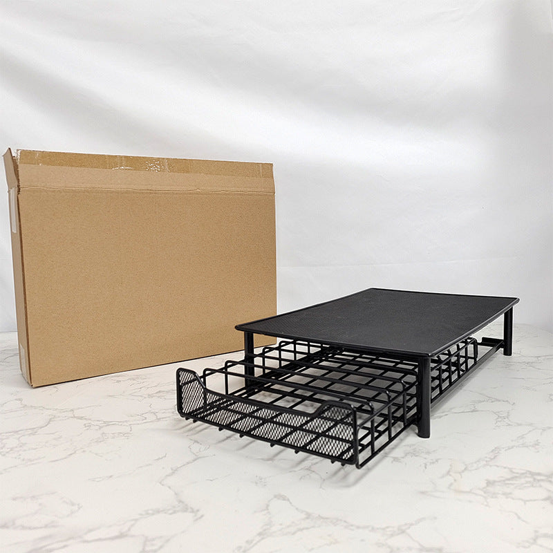 Glass Coffee Capsule Tea Room Drawer Machine Base Office Desk Surface Panel Organizing Storage Rack