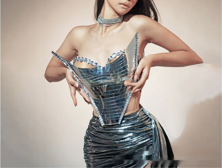 Golden Bright Surface Design Sense Hip Skirt Party Evening Dress