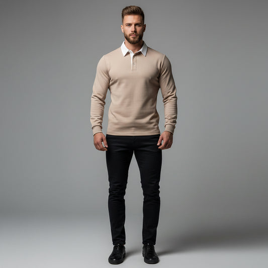 Casual Versatile Long Sleeves Polo Collar Sweater