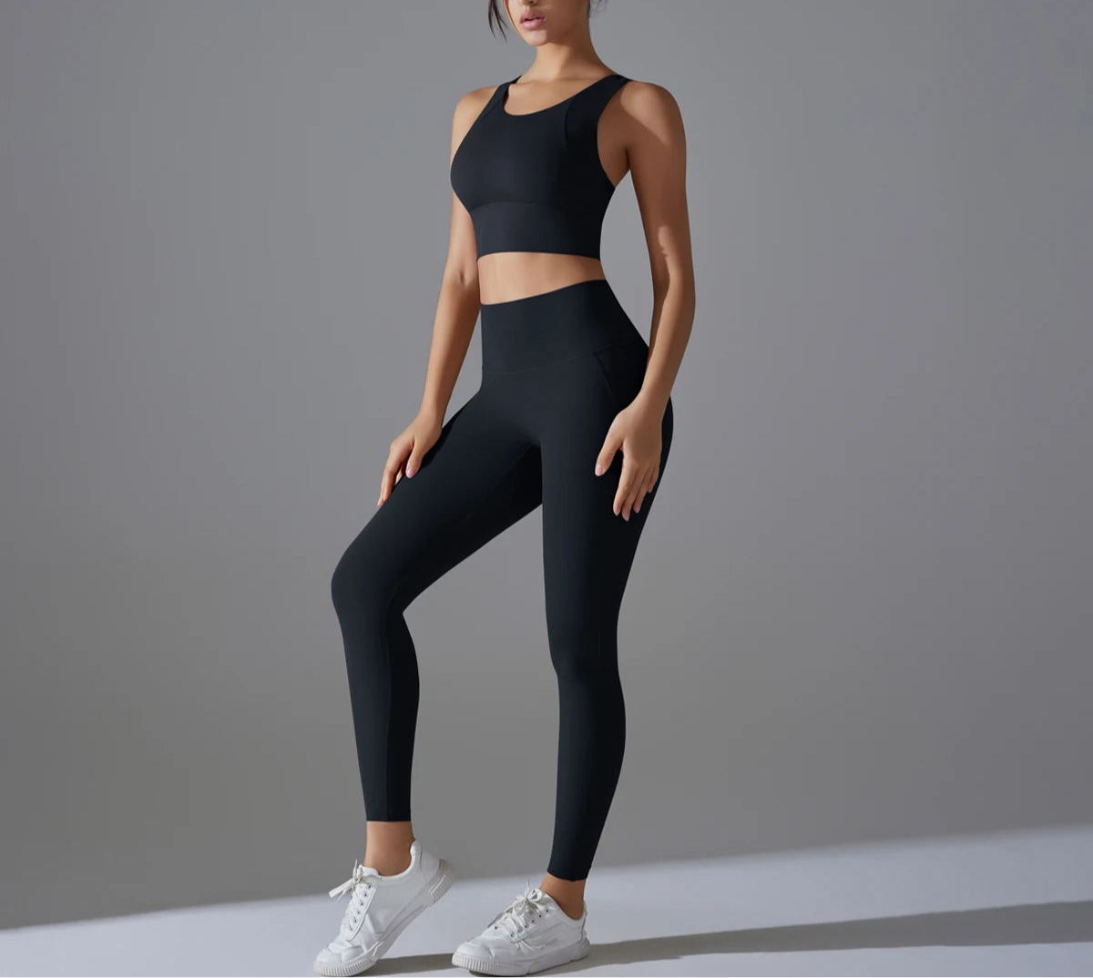 Yoga Set Women's Tracksuit Women Fitness Crop Top Shockproof Sports Bras Yoga Gym Running Pants Sportswear Running Fitness Yoga