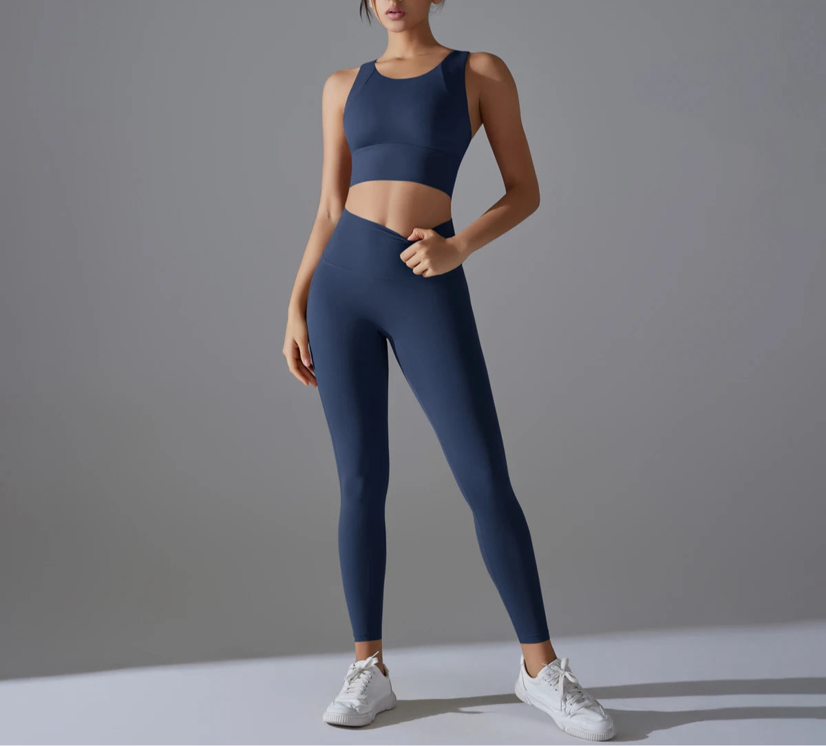 Yoga Set Women's Tracksuit Women Fitness Crop Top Shockproof Sports Bras Yoga Gym Running Pants Sportswear Running Fitness Yoga