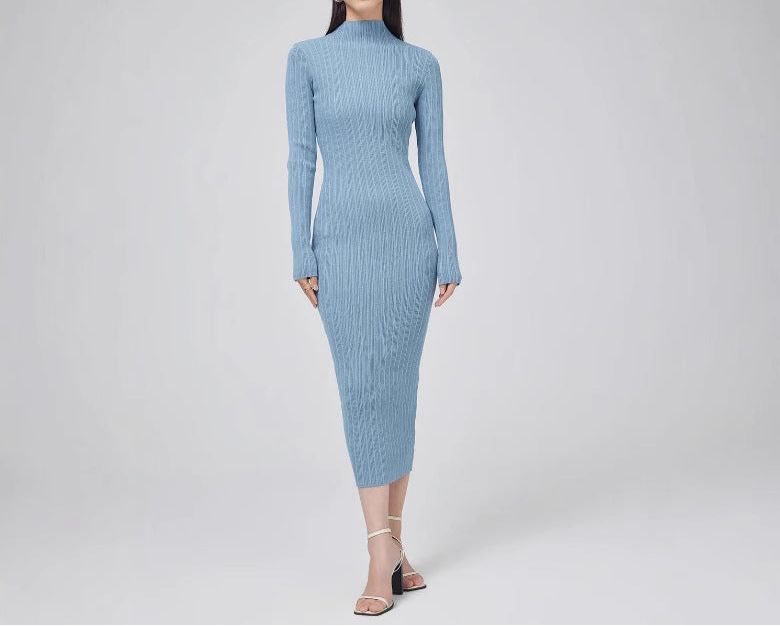 Round Neck Knitted Dress Stretch Slim