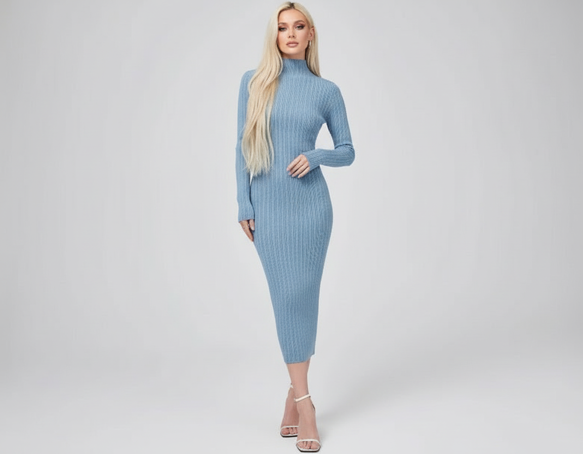 Round Neck Knitted Dress Stretch Slim