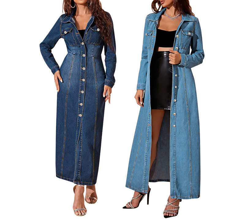 Denim Button Cardigan Jacket Dress