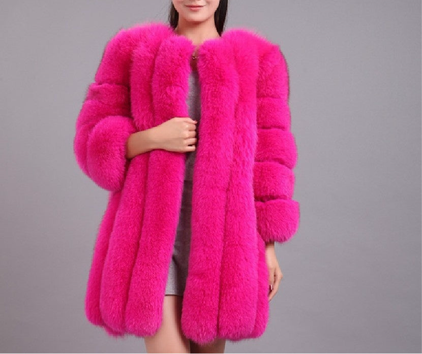 Fox Fur Mid-length Coat For Women