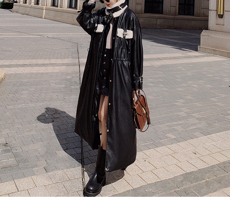 Pu Fur Coat Rabbit Fur Pie Overcoming Cotton Coat Women