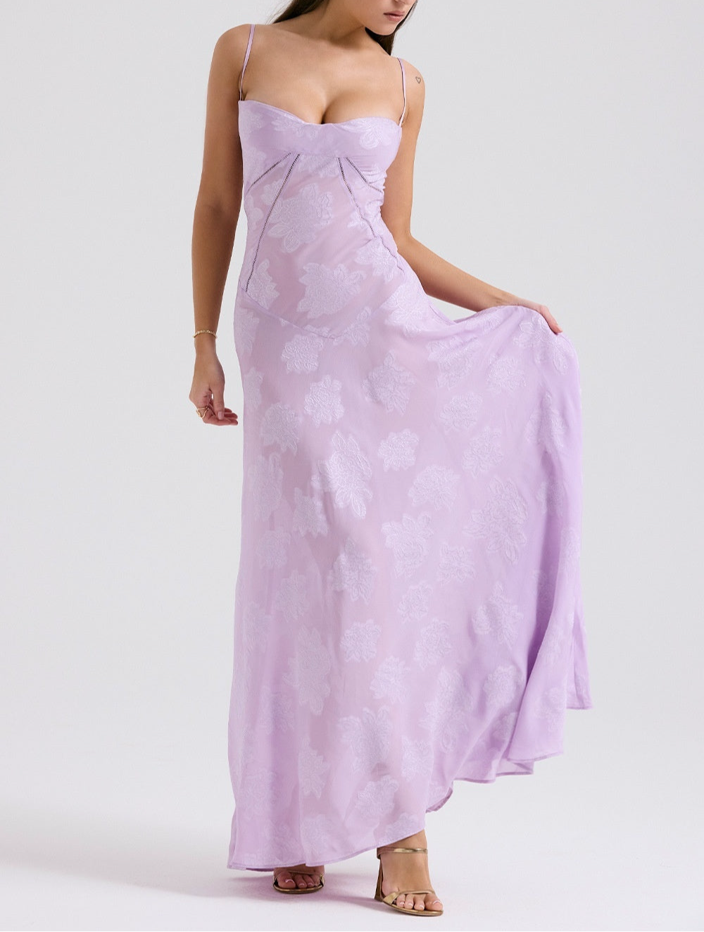 Sexy Flowers Lace Suspender Dress Summer Fashion Slim Back Lace-up Long Dresses Party Evening Club Clothing For Women