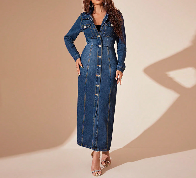 Denim Button Cardigan Jacket Dress