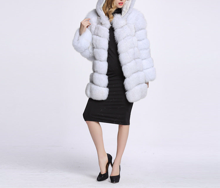 European And American Fox Fur Coat Women's Mid-length