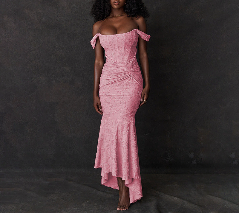 Mozision Off-shoulder Backless Sexy Evening Dress For Women Purple Sleeveless Strapless Ruched Bodycon Club Party Dress