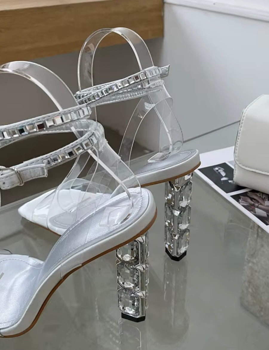 Crystal Heels | Diamond Silk Satin Rhinestone