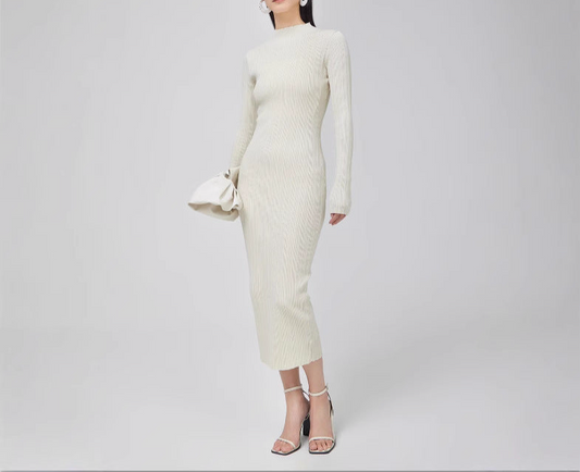 Round Neck Knitted Dress Stretch Slim