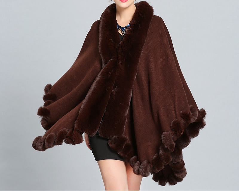 Winter Thick Shawl Imitation Fox Fur Long Collar