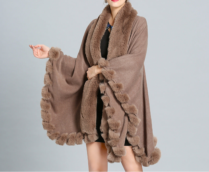 Winter Thick Shawl Imitation Fox Fur Long Collar