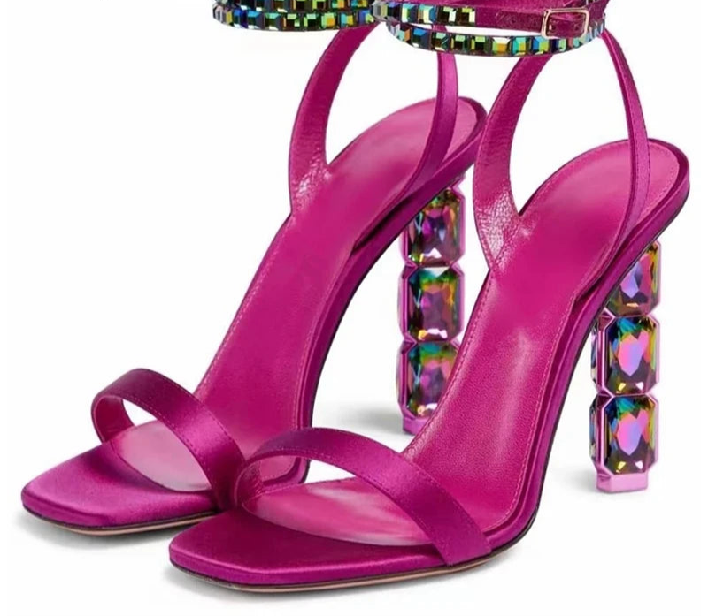 Crystal Heels | Diamond Silk Satin Rhinestone