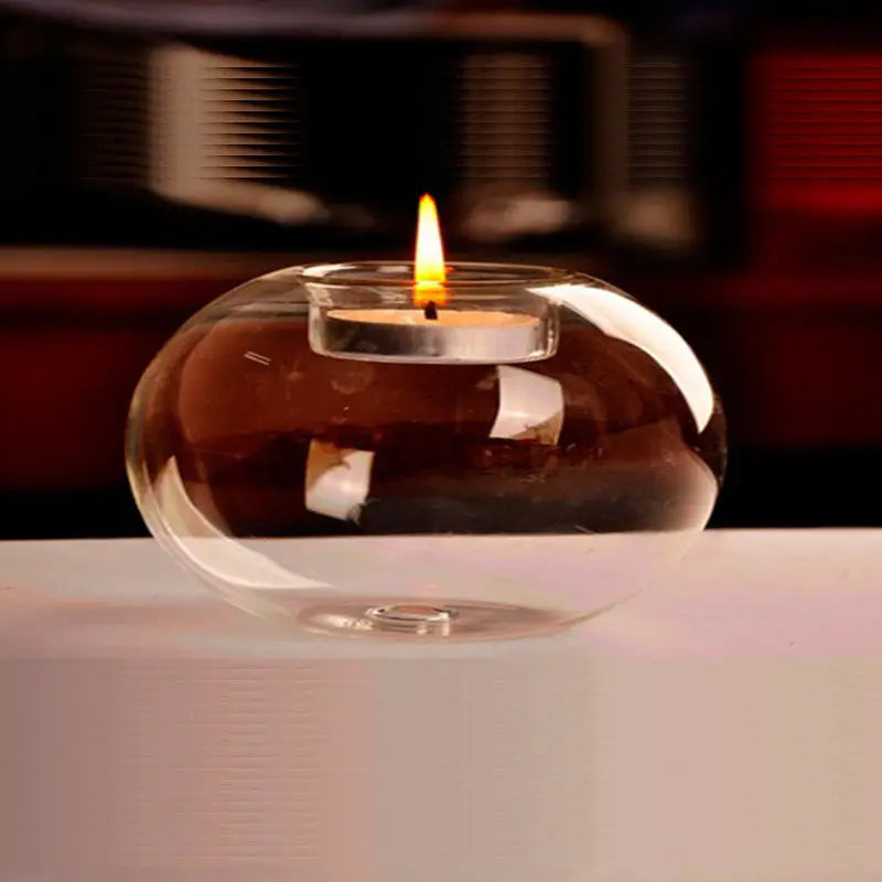 Round Hollow Glass Candle Holders