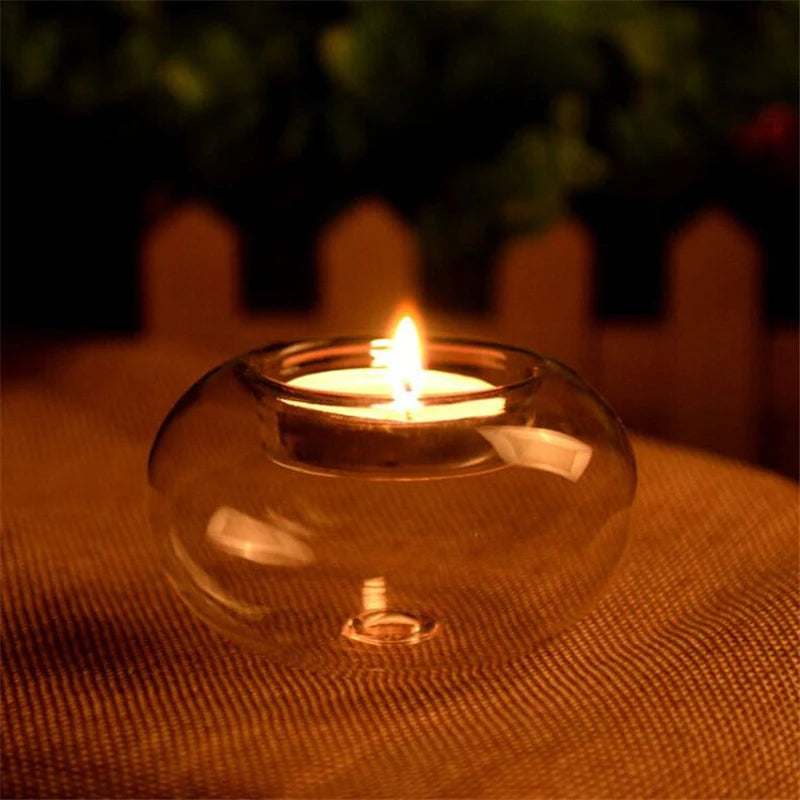 Round Hollow Glass Candle Holders