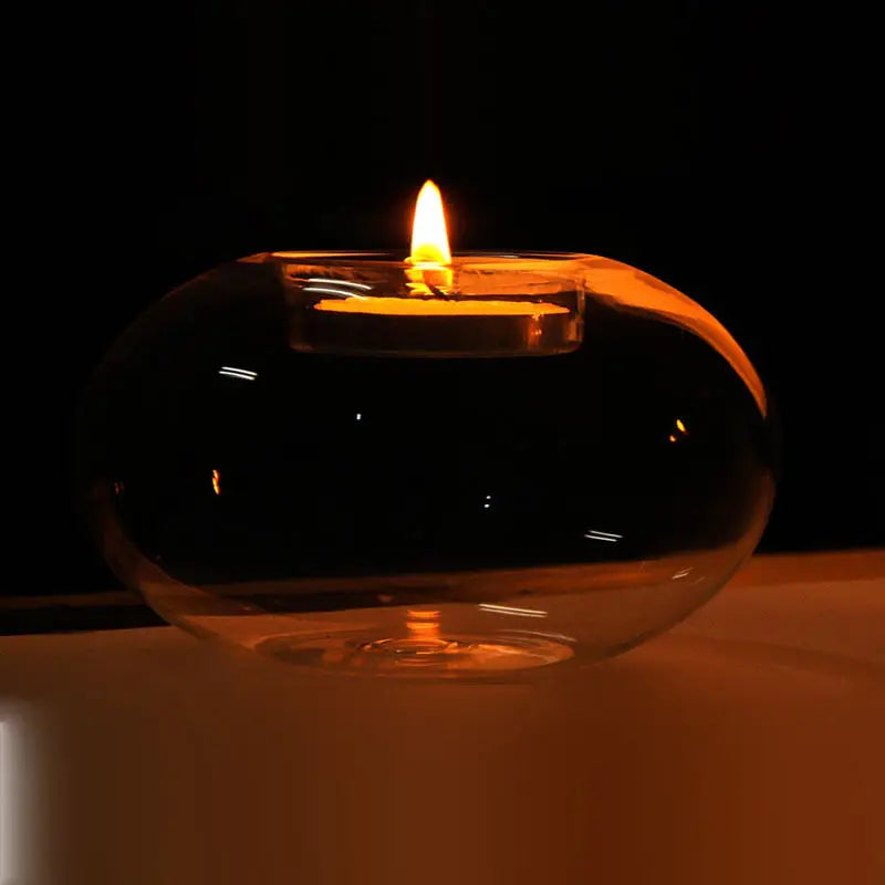 Round Hollow Glass Candle Holders