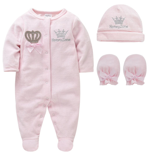 Baby Clothes Set with Hats Gloves Cotton Breathable Soft Sleepers