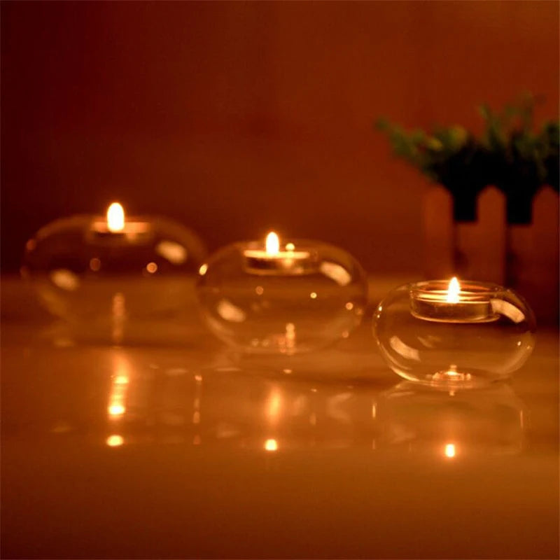 Round Hollow Glass Candle Holders