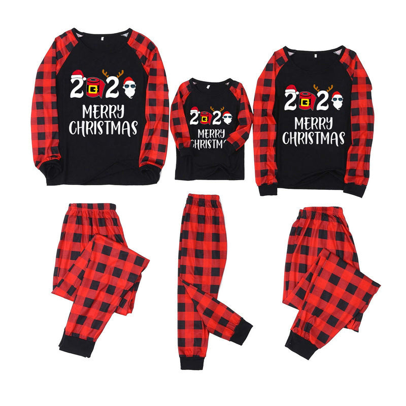 Long Sleeve Cartoon Printed Christmas Pajamas Parent-child Outfit