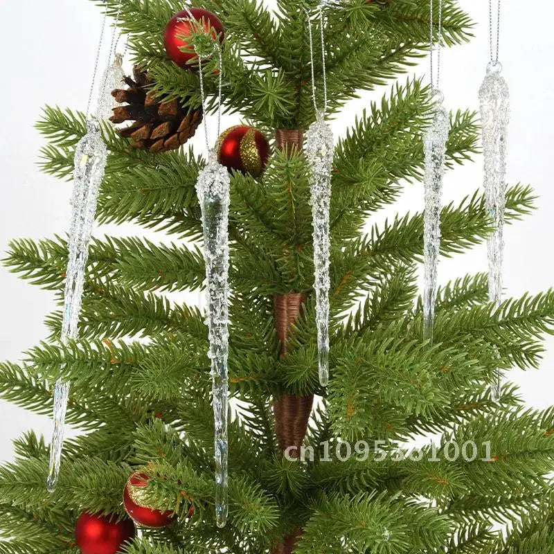 Christmas ornaments, Set clear glass, ice strip decorations
