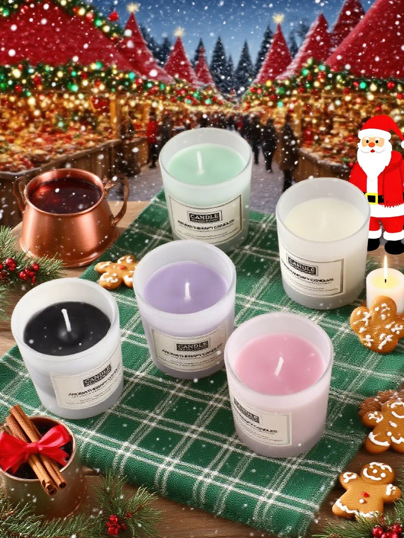 Christmas scented candles, long-burning soy candles