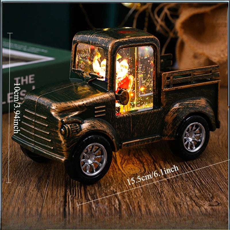 Christmas Snow Truck | Lights Car Toy Container Truck Decoration