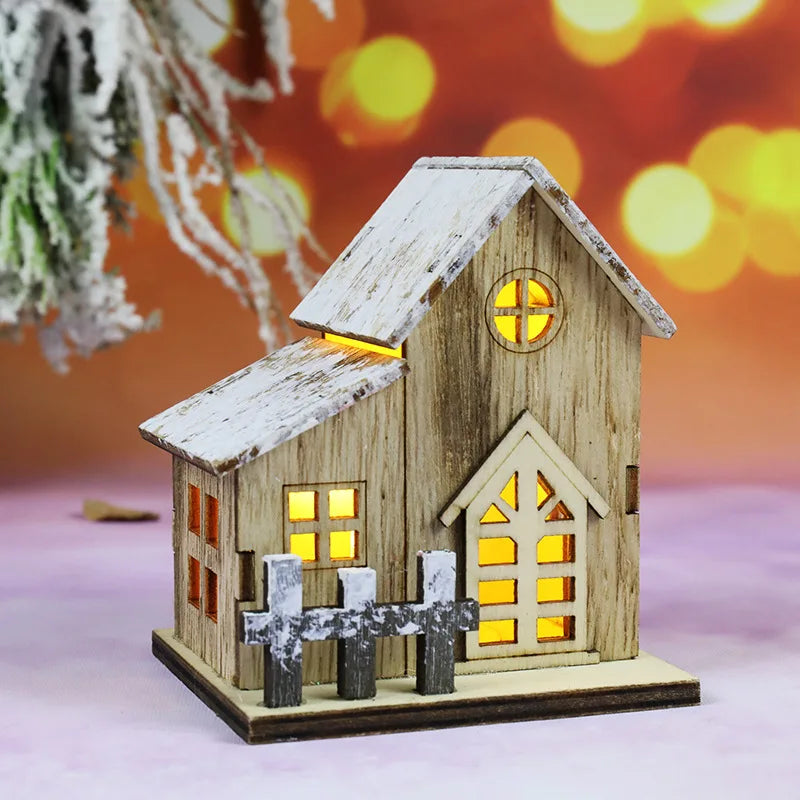 Christmas LED Light Wooden House Decorations