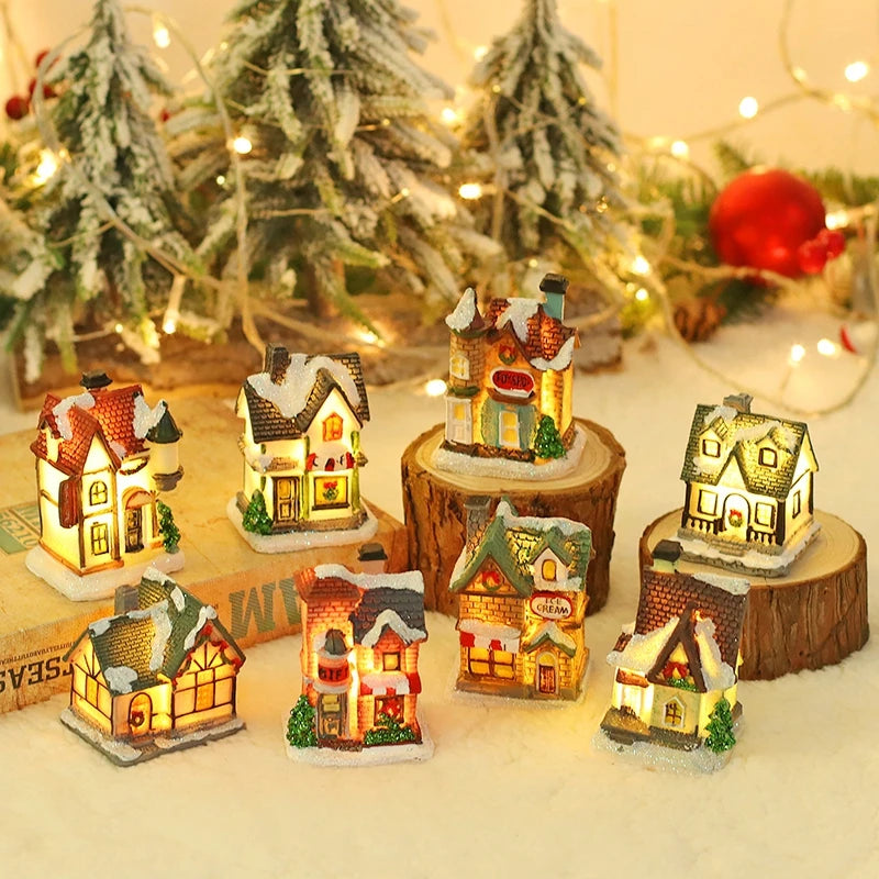 Christmas LED Light Wooden House Decorations