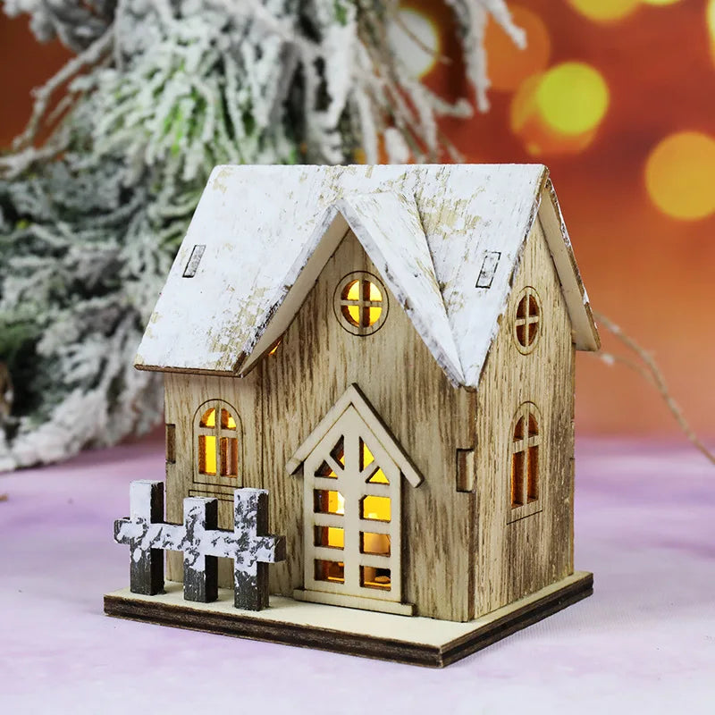 Christmas LED Light Wooden House Decorations