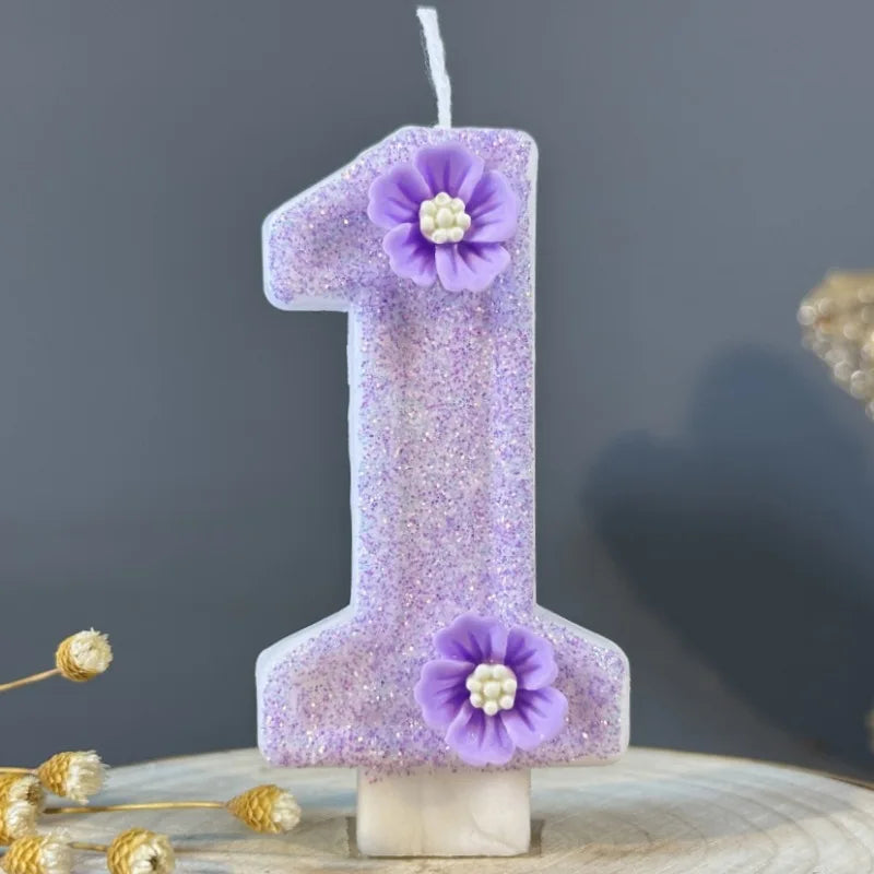 Purple Flowers Birthday Candles