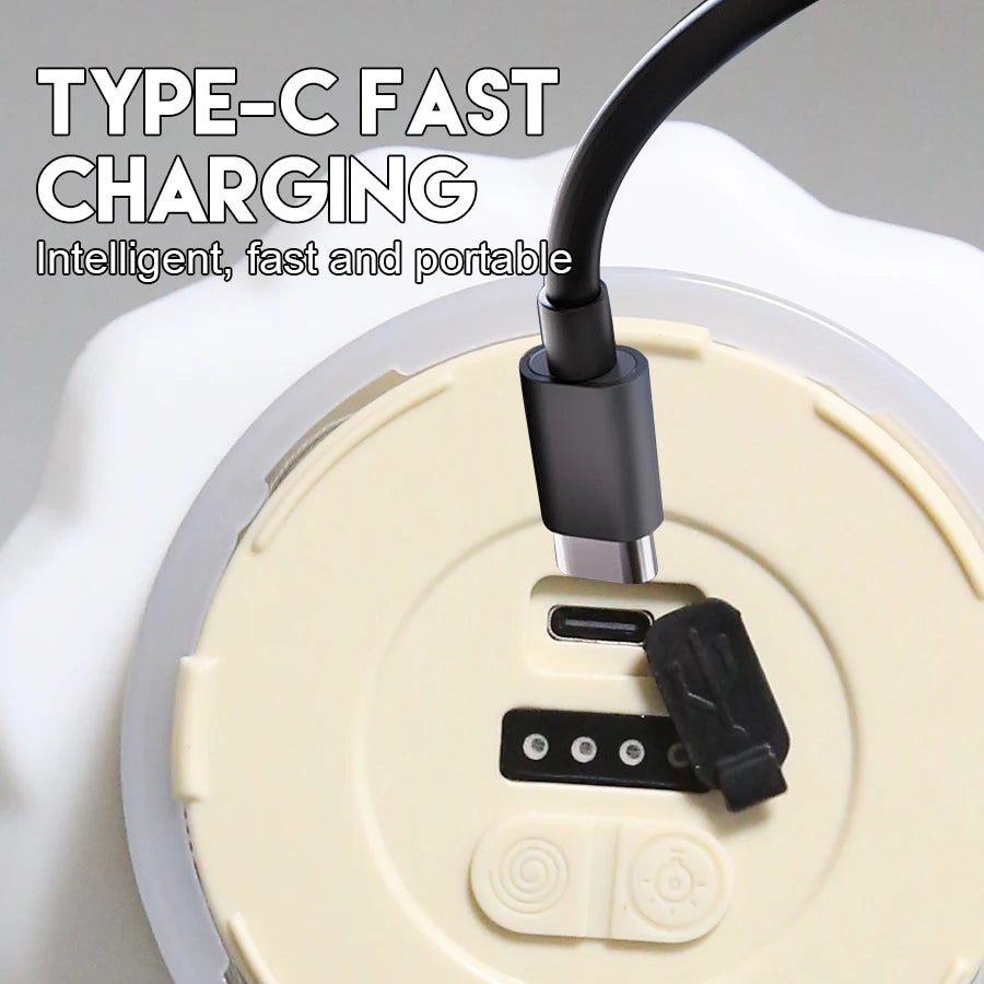 Christmas LED Tree Lamp Silicone Sleep Lamp Lighted with 10M Storable String Light 1800mAh USB-Rechargeable with Hook for Kids